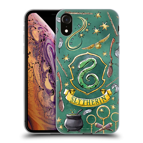 Harry Potter Deathly Hallows XIII Slytherin Pattern Soft Gel Case for Apple iPhone XR