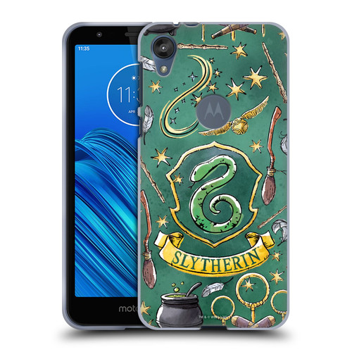 Harry Potter Deathly Hallows XIII Slytherin Pattern Soft Gel Case for Motorola Moto E6