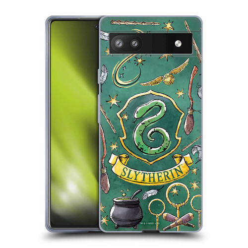 Harry Potter Deathly Hallows XIII Slytherin Pattern Soft Gel Case for Google Pixel 6a