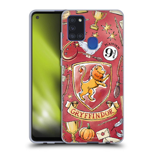 Harry Potter Deathly Hallows XIII Gryffindor Pattern Soft Gel Case for Samsung Galaxy A21s (2020)