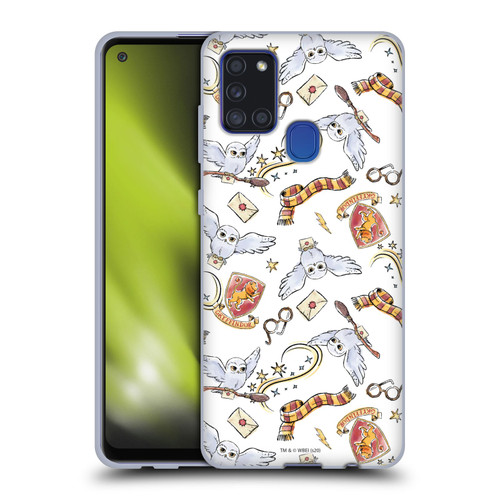 Harry Potter Deathly Hallows XIII Hedwig Owl Pattern Soft Gel Case for Samsung Galaxy A21s (2020)