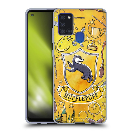Harry Potter Deathly Hallows XIII Hufflepuff Pattern Soft Gel Case for Samsung Galaxy A21s (2020)