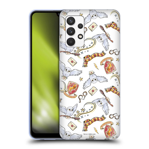 Harry Potter Deathly Hallows XIII Hedwig Owl Pattern Soft Gel Case for Samsung Galaxy A32 (2021)