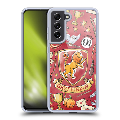 Harry Potter Deathly Hallows XIII Gryffindor Pattern Soft Gel Case for Samsung Galaxy S21 FE 5G & MagSafe