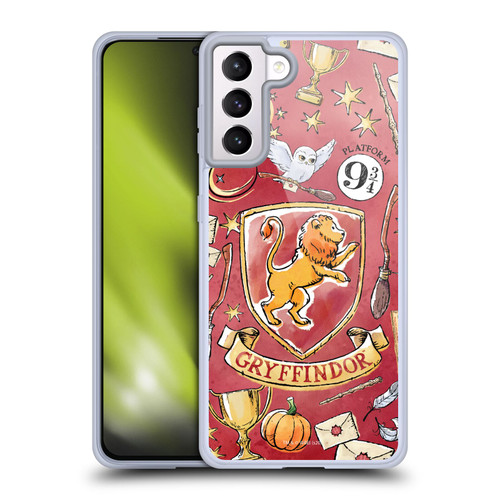 Harry Potter Deathly Hallows XIII Gryffindor Pattern Soft Gel Case for Samsung Galaxy S21+ 5G