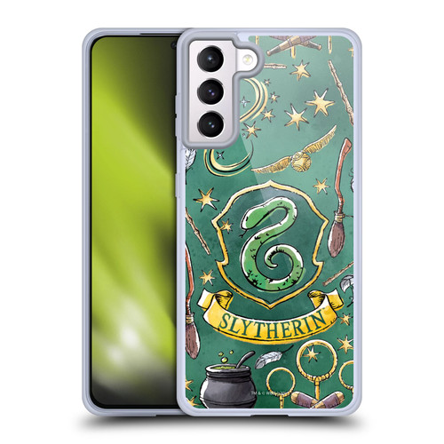 Harry Potter Deathly Hallows XIII Slytherin Pattern Soft Gel Case for Samsung Galaxy S21+ 5G
