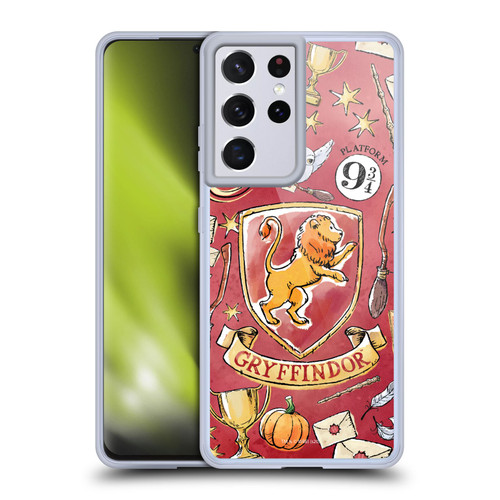 Harry Potter Deathly Hallows XIII Gryffindor Pattern Soft Gel Case for Samsung Galaxy S21 Ultra 5G