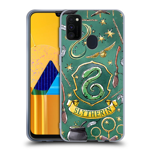 Harry Potter Deathly Hallows XIII Slytherin Pattern Soft Gel Case for Samsung Galaxy M30s (2019)/M21 (2020)