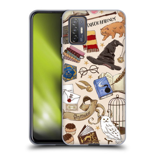 Harry Potter Deathly Hallows XXXVII Hogwarts Pattern Soft Gel Case for HTC Desire 21 Pro 5G