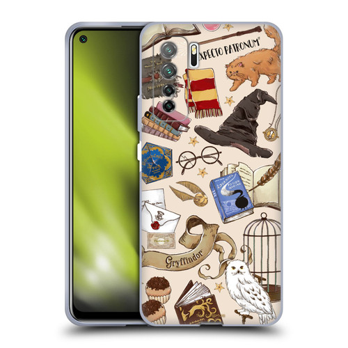Harry Potter Deathly Hallows XXXVII Hogwarts Pattern Soft Gel Case for Huawei Nova 7 SE/P40 Lite 5G