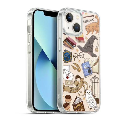 Harry Potter Deathly Hallows XXXVII Hogwarts Pattern Soft Gel Case for Apple iPhone 13