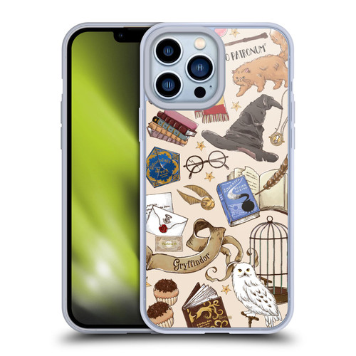 Harry Potter Deathly Hallows XXXVII Hogwarts Pattern Soft Gel Case for Apple iPhone 13 Pro Max