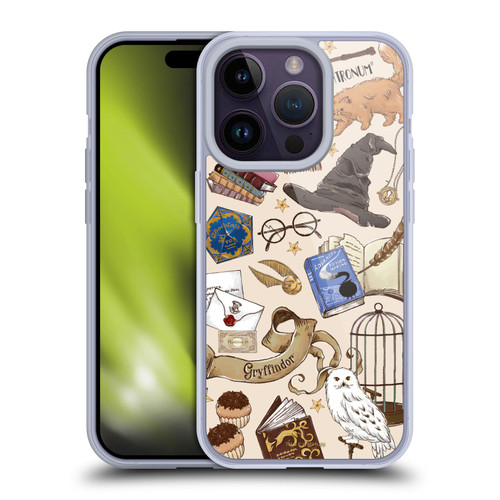 Harry Potter Deathly Hallows XXXVII Hogwarts Pattern Soft Gel Case for Apple iPhone 14 Pro