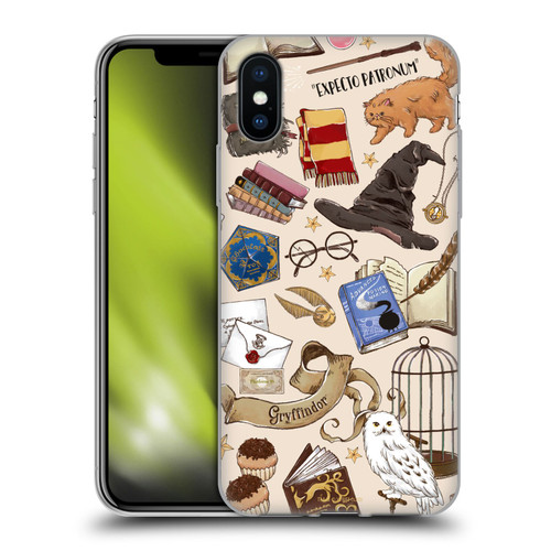 Harry Potter Deathly Hallows XXXVII Hogwarts Pattern Soft Gel Case for Apple iPhone X / iPhone XS