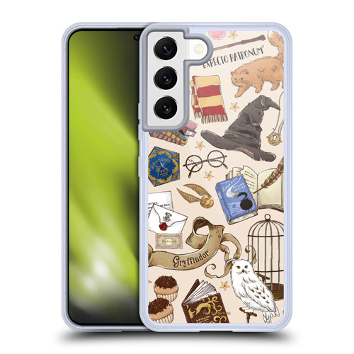 Harry Potter Deathly Hallows XXXVII Hogwarts Pattern Soft Gel Case for Samsung Galaxy S22 5G & MagSafe