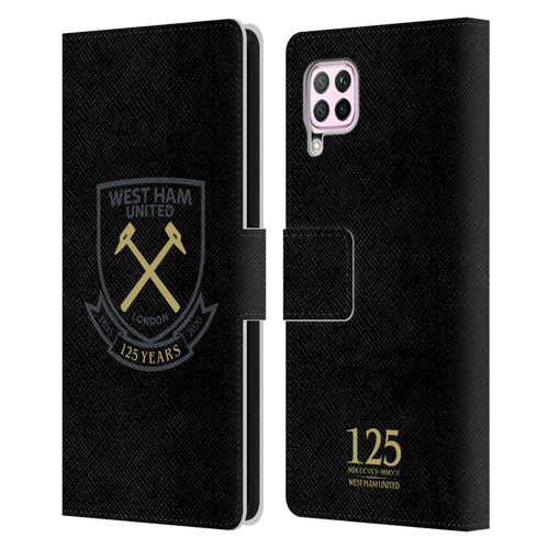 West Ham United FC 125 Year Anniversary Black Claret Crest Leather Book Wallet Case Cover For Huawei Nova 6 SE / P40 Lite