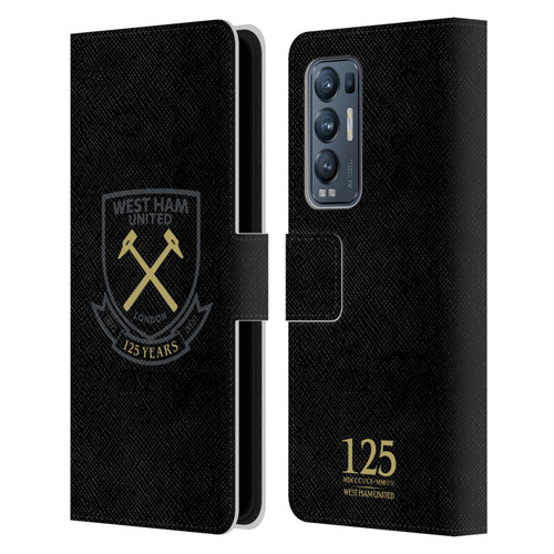 West Ham United FC 125 Year Anniversary Black Claret Crest Leather Book Wallet Case Cover For OPPO Find X3 Neo / Reno5 Pro+ 5G