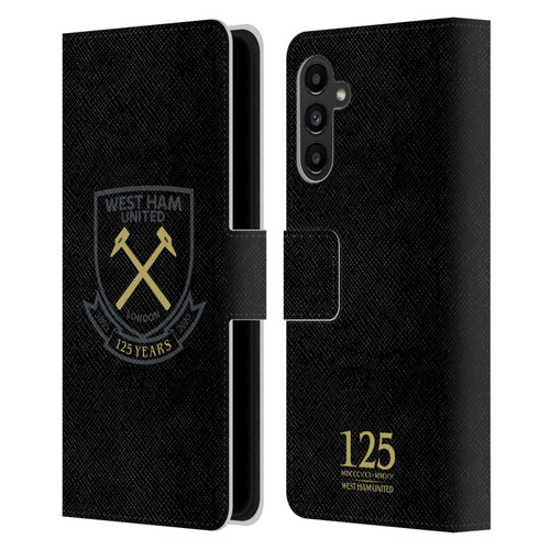 West Ham United FC 125 Year Anniversary Black Claret Crest Leather Book Wallet Case Cover For Samsung Galaxy A13 5G (2021)