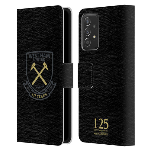 West Ham United FC 125 Year Anniversary Black Claret Crest Leather Book Wallet Case Cover For Samsung Galaxy A52 / A52s / 5G (2021)