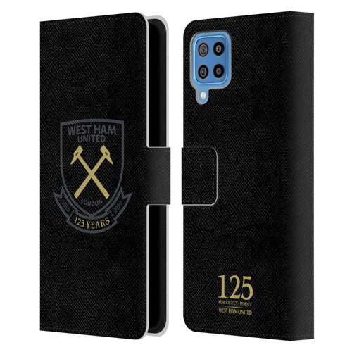 West Ham United FC 125 Year Anniversary Black Claret Crest Leather Book Wallet Case Cover For Samsung Galaxy F22 (2021)
