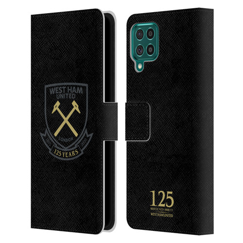 West Ham United FC 125 Year Anniversary Black Claret Crest Leather Book Wallet Case Cover For Samsung Galaxy F62 (2021)