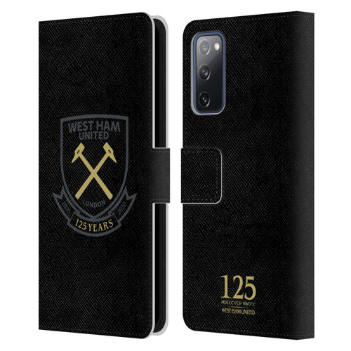 West Ham United FC 125 Year Anniversary Black Claret Crest Leather Book Wallet Case Cover For Samsung Galaxy S20 FE / 5G