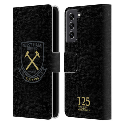 West Ham United FC 125 Year Anniversary Black Claret Crest Leather Book Wallet Case Cover For Samsung Galaxy S21 FE 5G