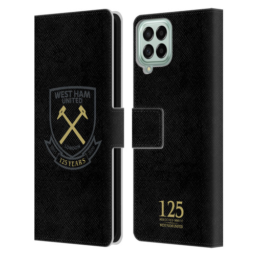 West Ham United FC 125 Year Anniversary Black Claret Crest Leather Book Wallet Case Cover For Samsung Galaxy M33 (2022)
