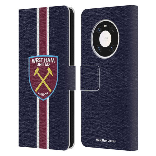 West Ham United FC Crest Stripes Leather Book Wallet Case Cover For Huawei Mate 40 Pro 5G