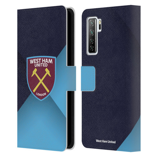 West Ham United FC Crest Blue Gradient Leather Book Wallet Case Cover For Huawei Nova 7 SE/P40 Lite 5G