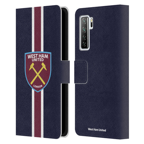 West Ham United FC Crest Stripes Leather Book Wallet Case Cover For Huawei Nova 7 SE/P40 Lite 5G