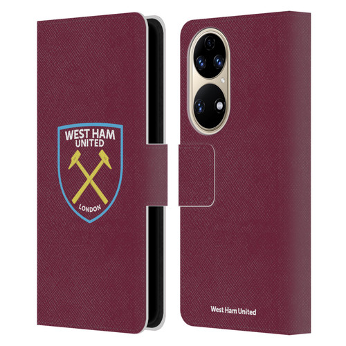 West Ham United FC Crest Full Colour Leather Book Wallet Case Cover For Huawei P50