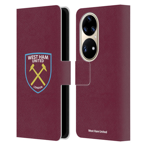West Ham United FC Crest Full Colour Leather Book Wallet Case Cover For Huawei P50 Pro