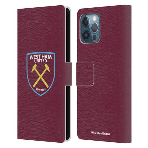 West Ham United FC Crest Full Colour Leather Book Wallet Case Cover For Apple iPhone 12 Pro Max