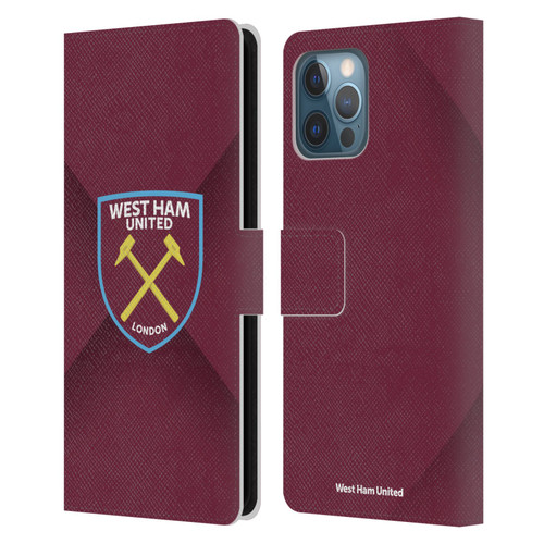 West Ham United FC Crest Gradient Leather Book Wallet Case Cover For Apple iPhone 12 Pro Max