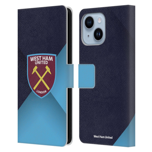 West Ham United FC Crest Blue Gradient Leather Book Wallet Case Cover For Apple iPhone 14 Plus