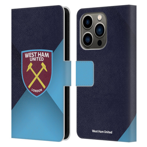 West Ham United FC Crest Blue Gradient Leather Book Wallet Case Cover For Apple iPhone 14 Pro