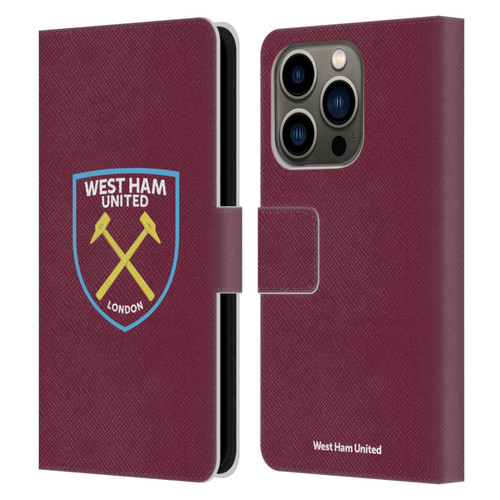 West Ham United FC Crest Full Colour Leather Book Wallet Case Cover For Apple iPhone 14 Pro