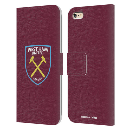 West Ham United FC Crest Full Colour Leather Book Wallet Case Cover For Apple iPhone 6 Plus / iPhone 6s Plus