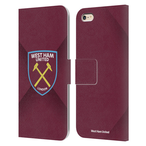 West Ham United FC Crest Gradient Leather Book Wallet Case Cover For Apple iPhone 6 Plus / iPhone 6s Plus