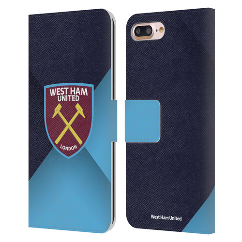 West Ham United FC Crest Blue Gradient Leather Book Wallet Case Cover For Apple iPhone 7 Plus / iPhone 8 Plus