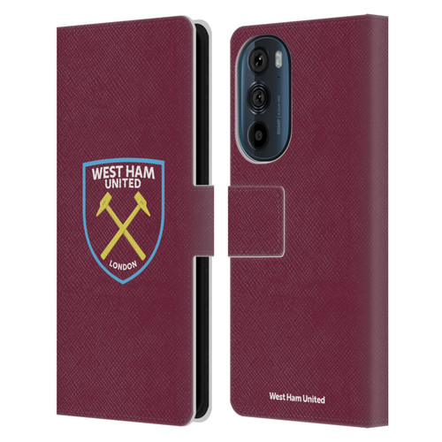 West Ham United FC Crest Full Colour Leather Book Wallet Case Cover For Motorola Edge 30