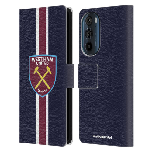 West Ham United FC Crest Stripes Leather Book Wallet Case Cover For Motorola Edge 30