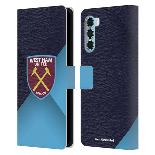 West Ham United FC Crest Blue Gradient Leather Book Wallet Case Cover For Motorola Edge S30 / Moto G200 5G