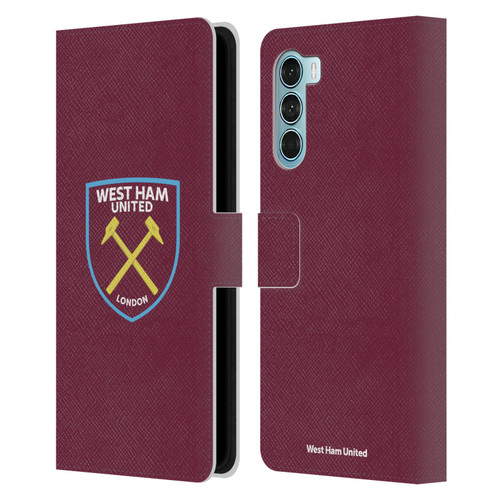 West Ham United FC Crest Full Colour Leather Book Wallet Case Cover For Motorola Edge S30 / Moto G200 5G