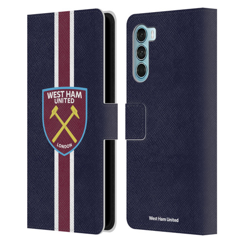 West Ham United FC Crest Stripes Leather Book Wallet Case Cover For Motorola Edge S30 / Moto G200 5G