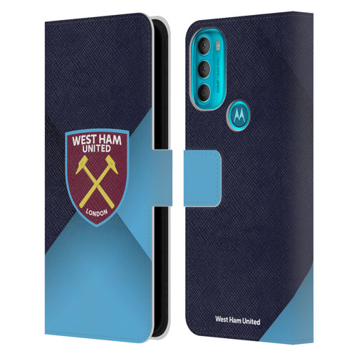 West Ham United FC Crest Blue Gradient Leather Book Wallet Case Cover For Motorola Moto G71 5G