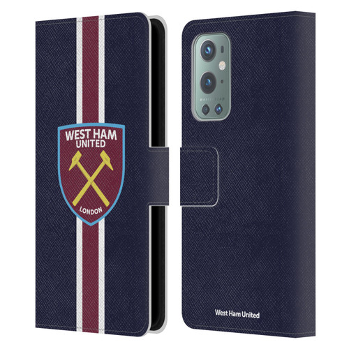 West Ham United FC Crest Stripes Leather Book Wallet Case Cover For OnePlus 9