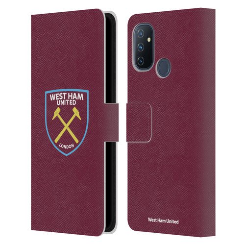West Ham United FC Crest Full Colour Leather Book Wallet Case Cover For OnePlus Nord N100