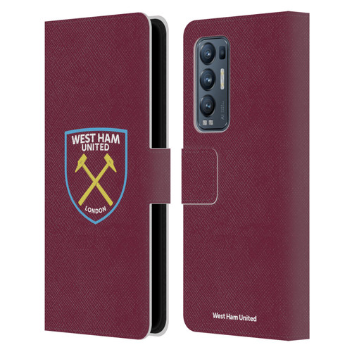 West Ham United FC Crest Full Colour Leather Book Wallet Case Cover For OPPO Find X3 Neo / Reno5 Pro+ 5G